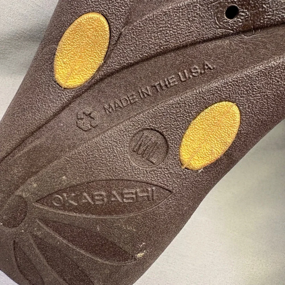 Okabashi Mens Flip Flop Sandals Brown Gold Thong Comfort Beach Shoes Made in USA